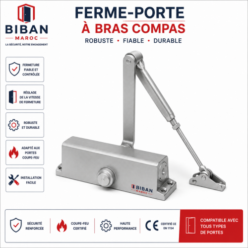 Fermes porte à bras compas