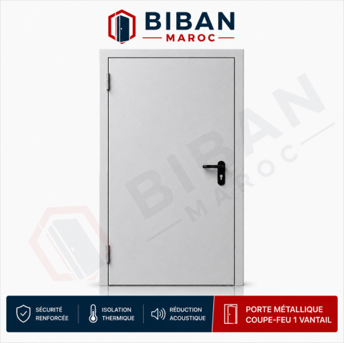 Porte métallique coupe-feu EI60 – 1 vantail – 900 × 2070 mm