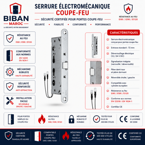 Serrure électromécanique coupe feu