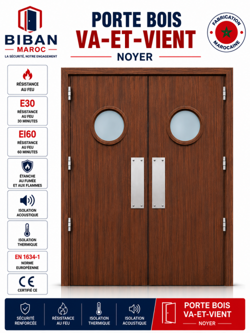 Porte bois va-et-vient pare flamme E30