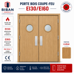 Porte bois va-et-vient coupe-feu EI30/EI60